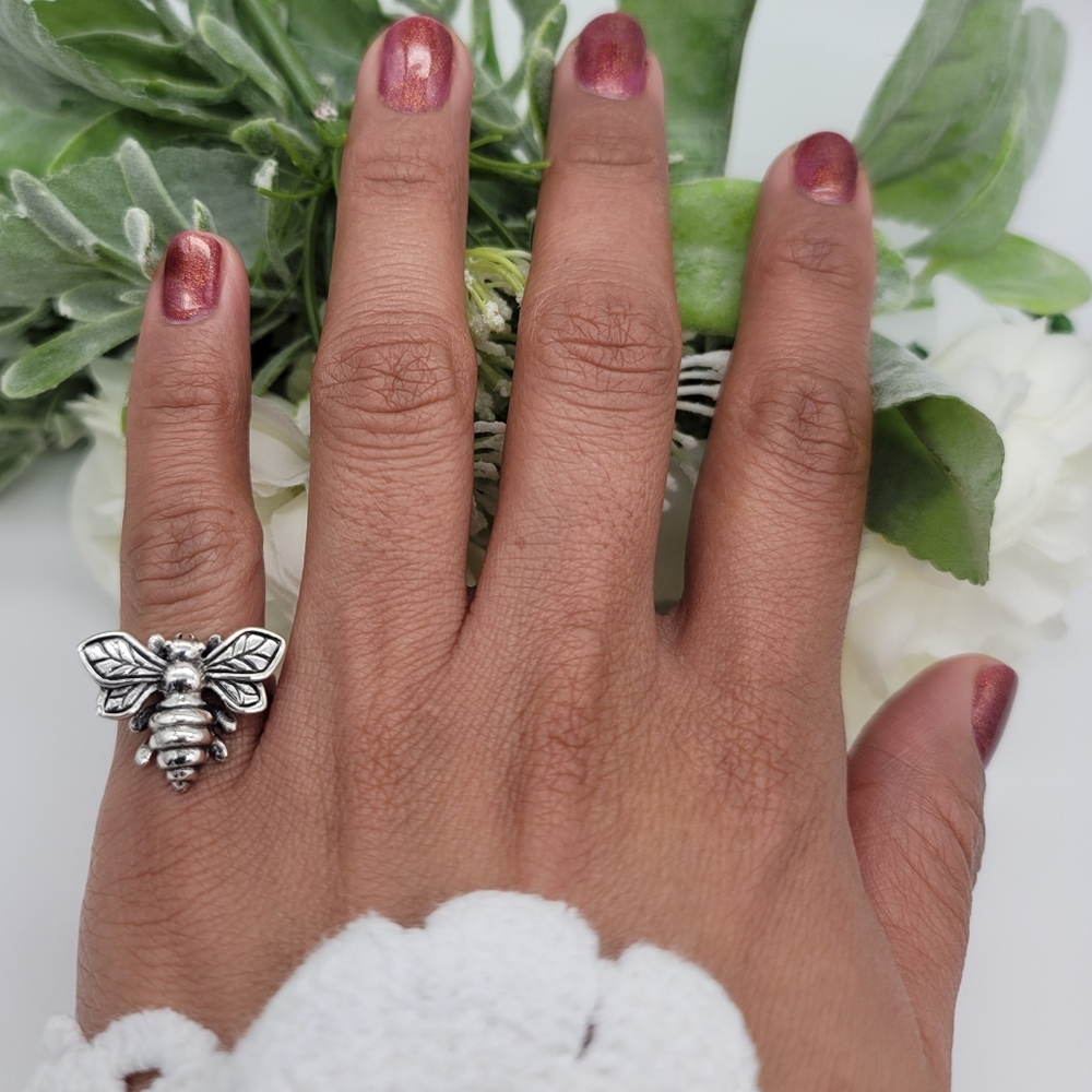🥰 BUMBLE BEE STERLING SILVER RING - Picture 5 of 11